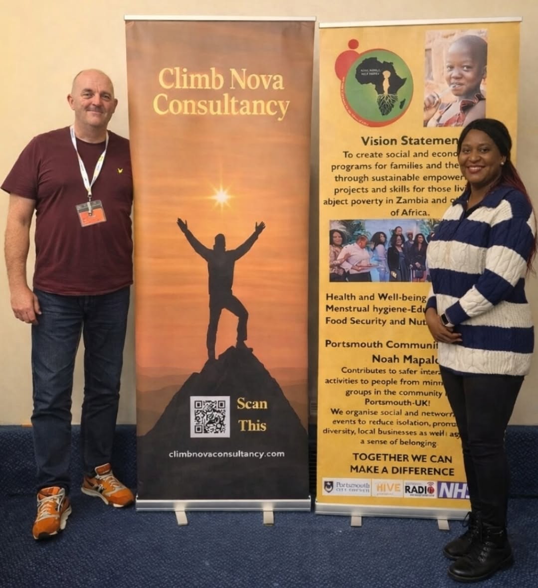 Climb Nova Consultancy and Noah Mapalo Help Centre banners